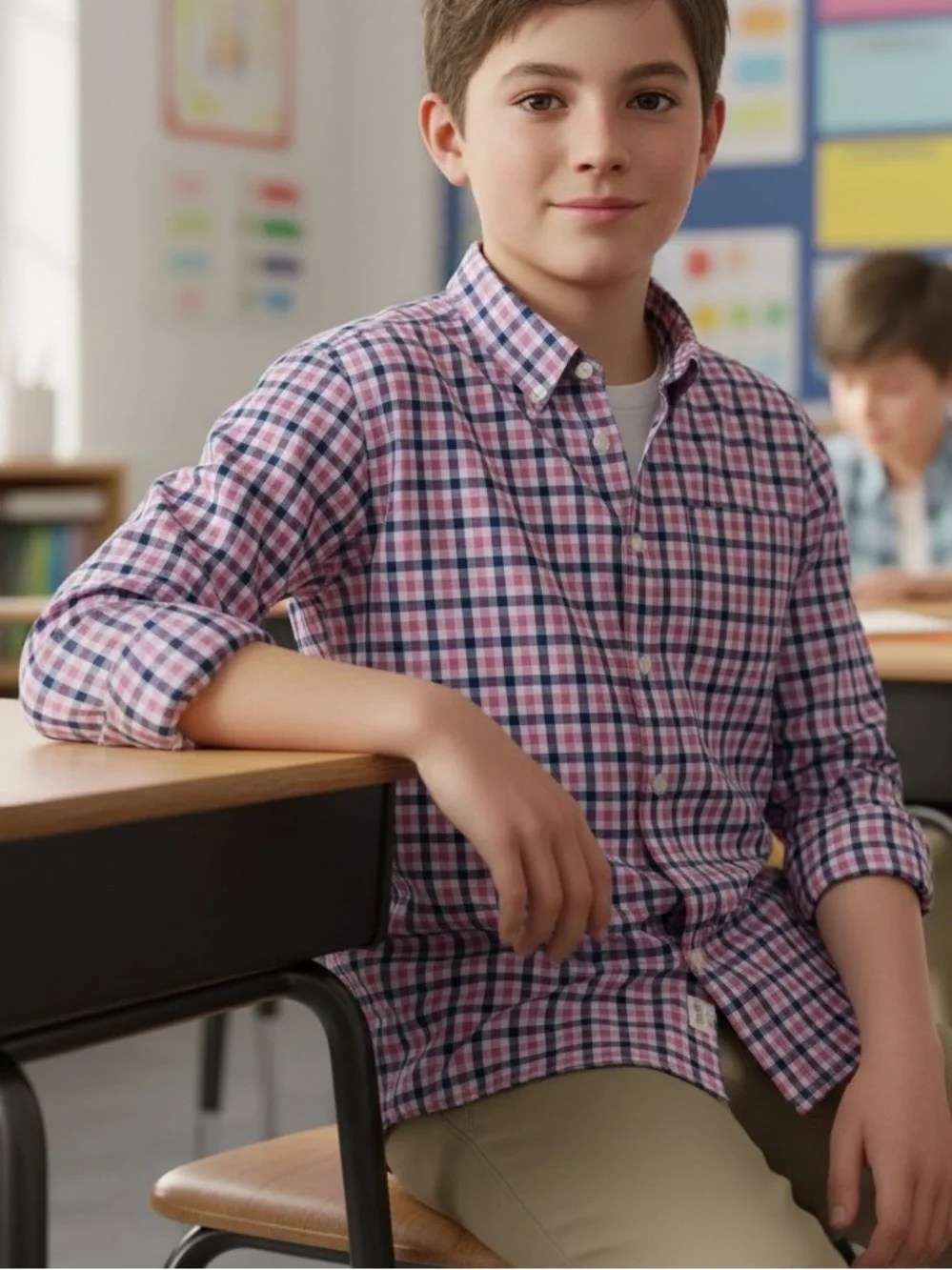 Dressed Up By Gymboree Pink & Blue Check Button-Down Shirt
